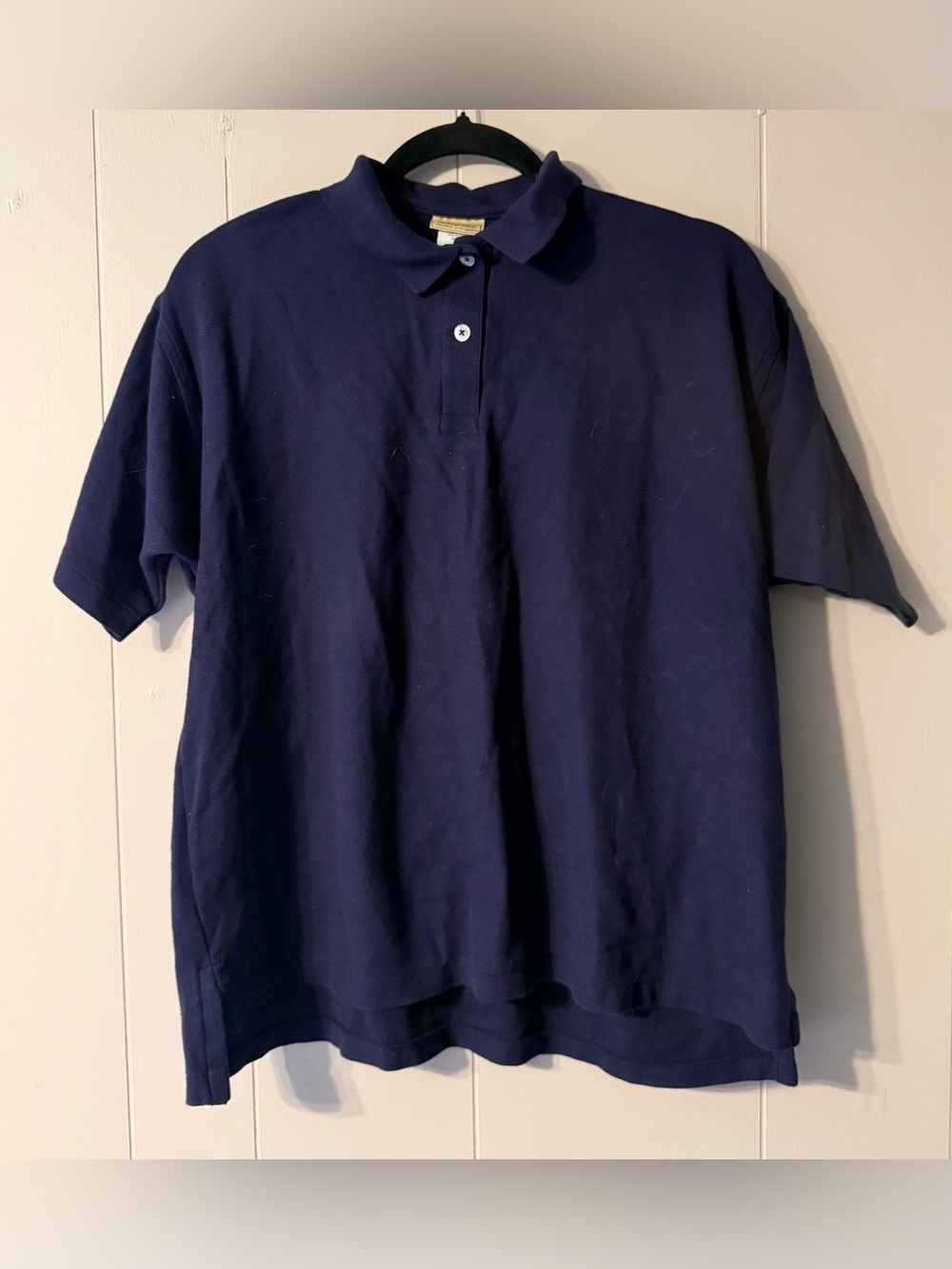 Vintage L.L.Bean Double L Polo Shirt Women’s XL Made USA Single Stitch Navy